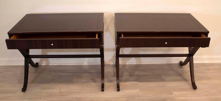 Wood Pair of Barbara Barry for Baker Side End Tables w Drawer For Sale