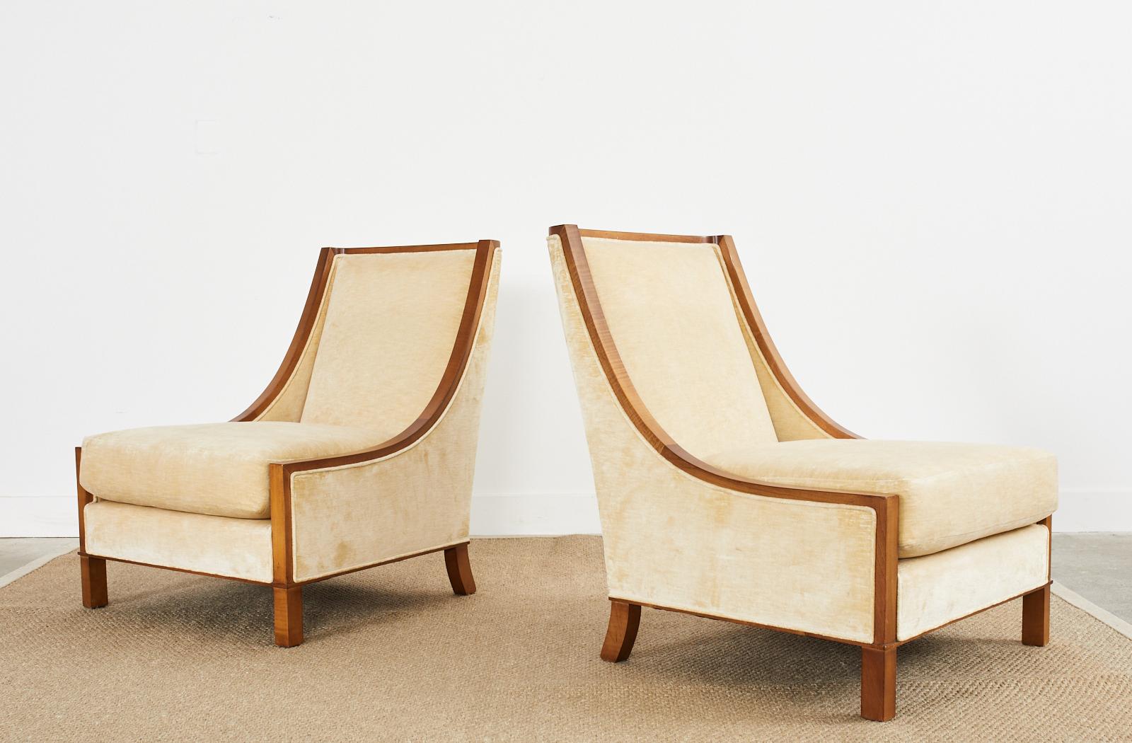 Pair of Barbara Barry for Baker Velvet Lounge Chairs 12