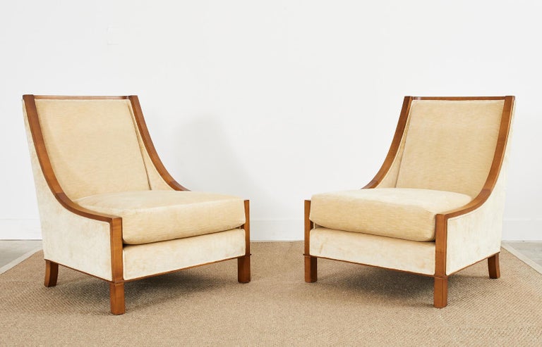 American Pair of Barbara Barry for Baker Velvet Lounge Chairs