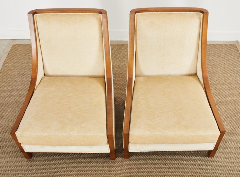Contemporary Pair of Barbara Barry for Baker Velvet Lounge Chairs