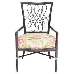 Pair of Barbara Barry for McGuire Rattan Chairs W/ Floral Upholstery