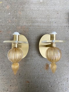 Pair of Barbara Barry Murano Gold ‘Bauble’ Sconce for Baker