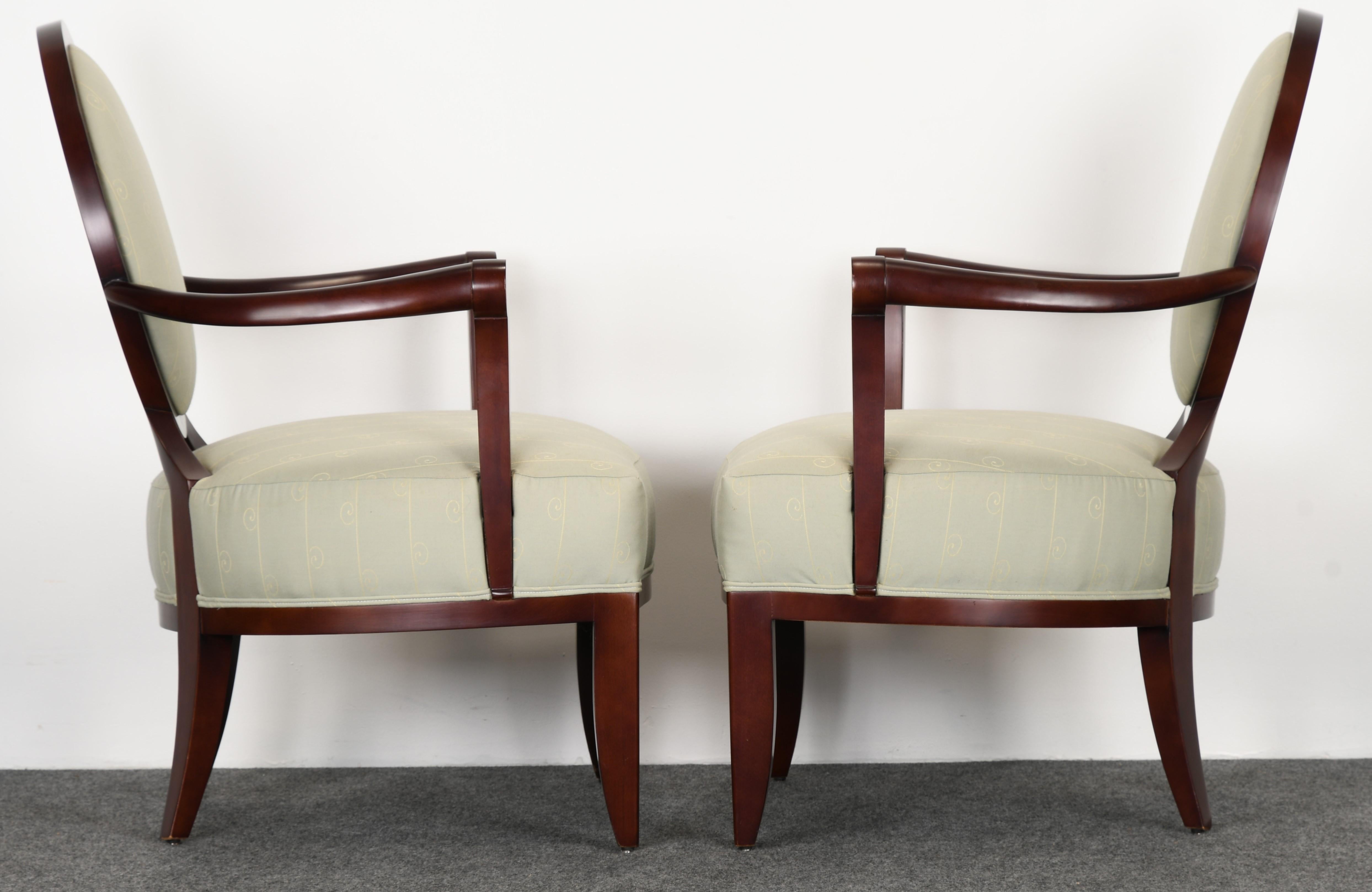 American Pair of Barbara Barry Oval X-Back Armchairs for Baker Furniture, 1990s