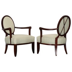 Pair of Barbara Barry Oval X-Back Armchairs for Baker Furniture, 1990s