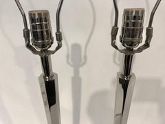 Pair of Barbara Barry "Pacific Heights" Polished Nickel Candlestick Table Lamps