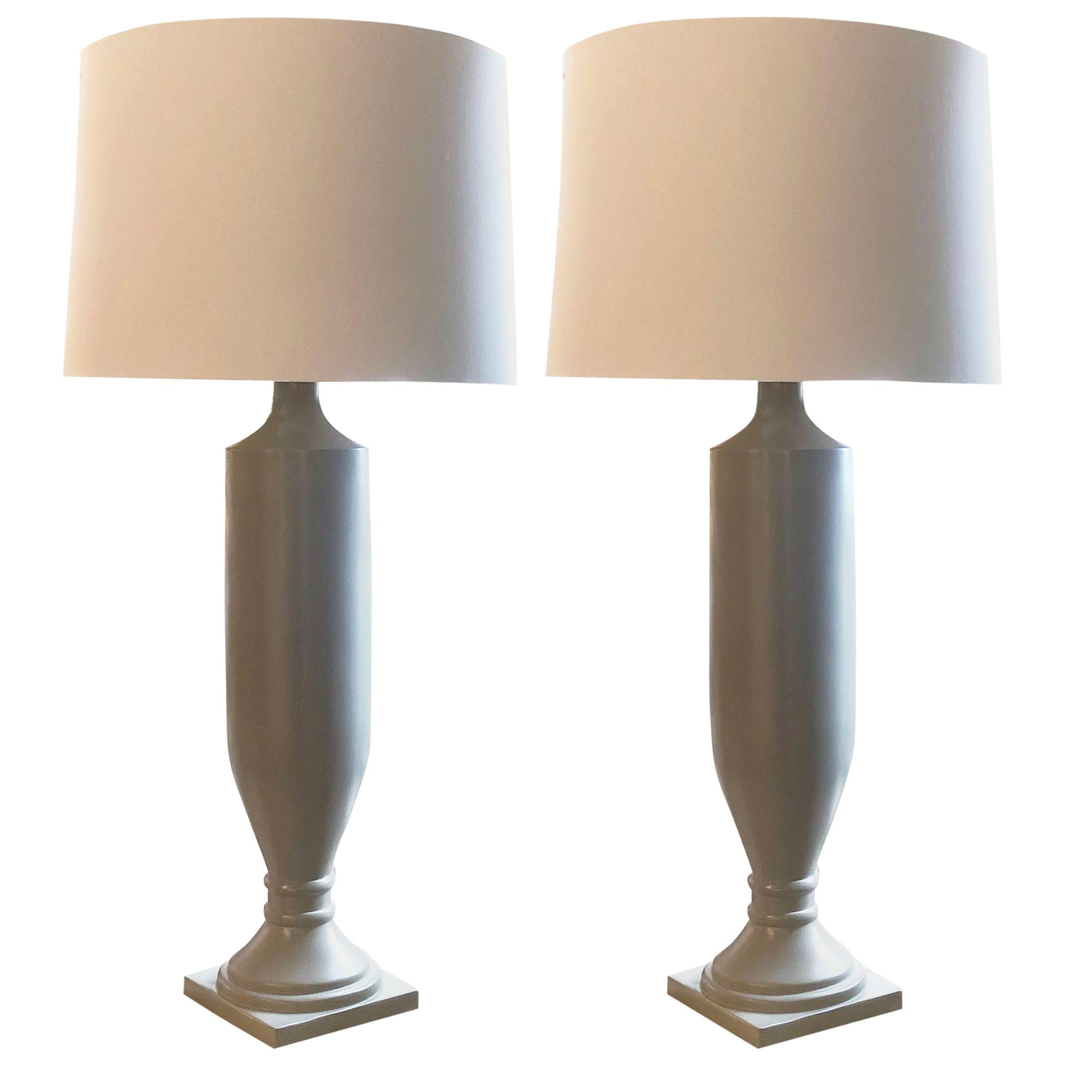Pair of Barbara Cosgrove Tall Estate Lamps with Shades