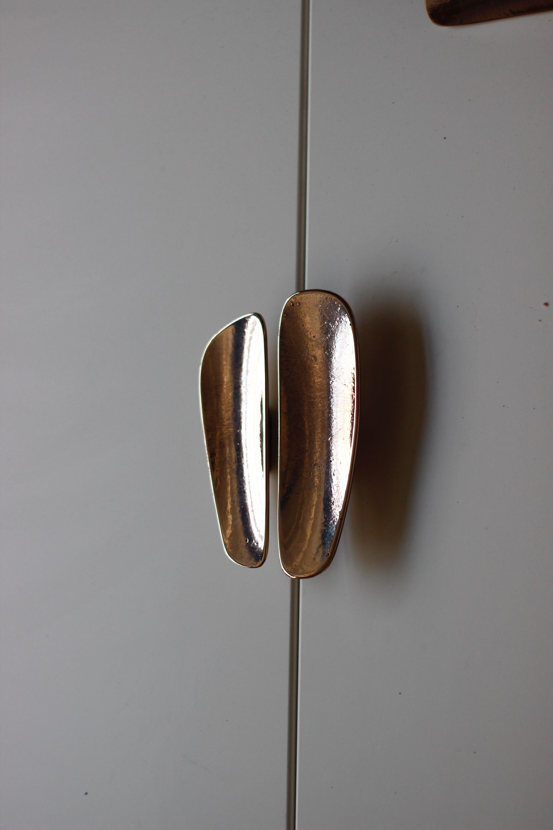 Australian PAIR of BARBERA Fermat Cabinet Handle SMALL and MEDIUM Solid Bronze For Sale