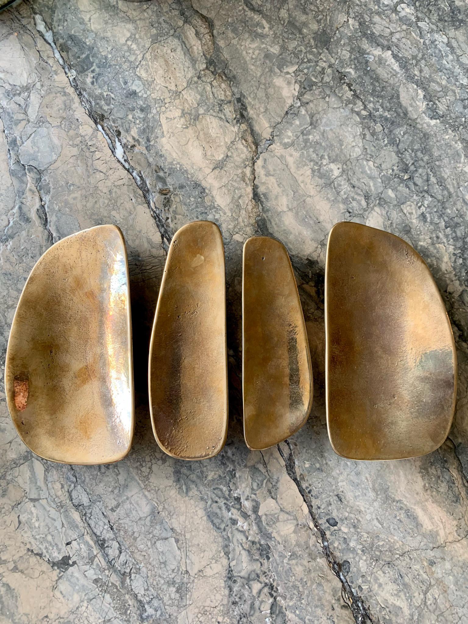 PAIR of BARBERA Fermat Cabinet Handle SMALL and MEDIUM Solid Bronze For Sale 1