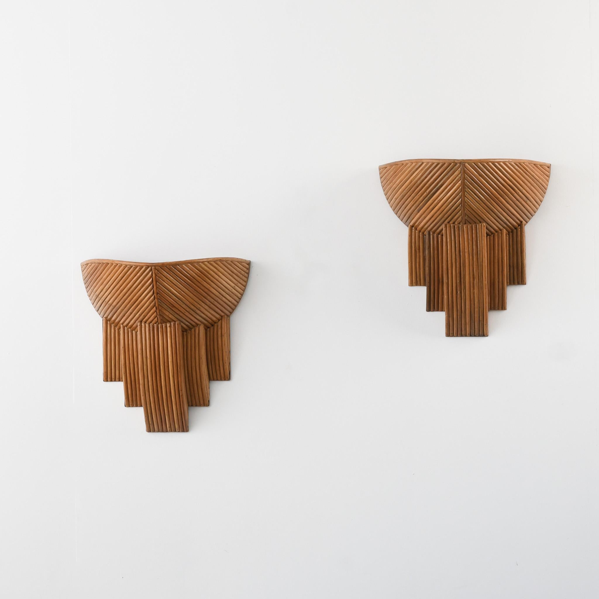 Pareja de apliques Barbra RattanModerno en venta 6