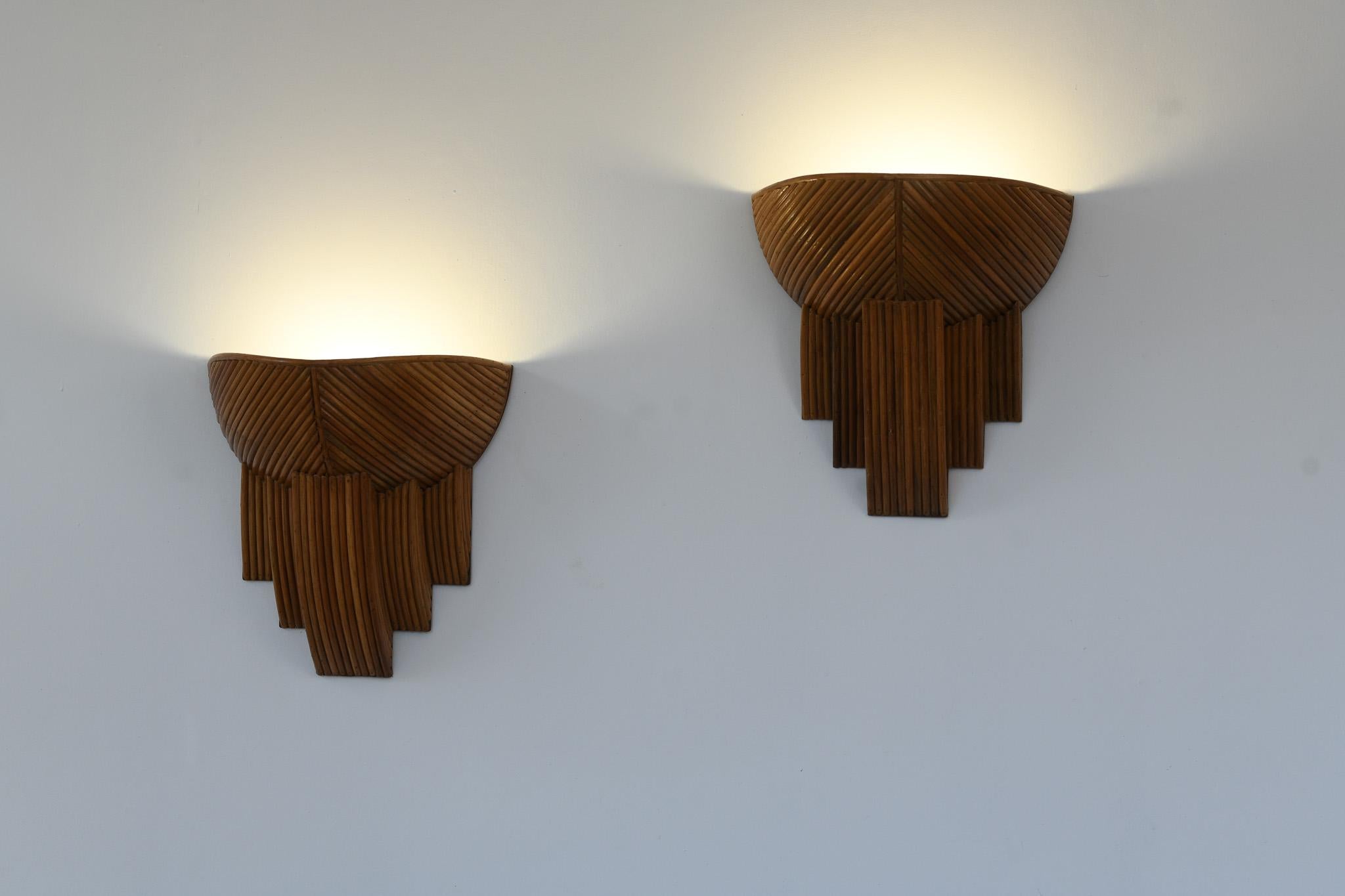 Pareja de apliques Barbra RattanModerno en venta 7