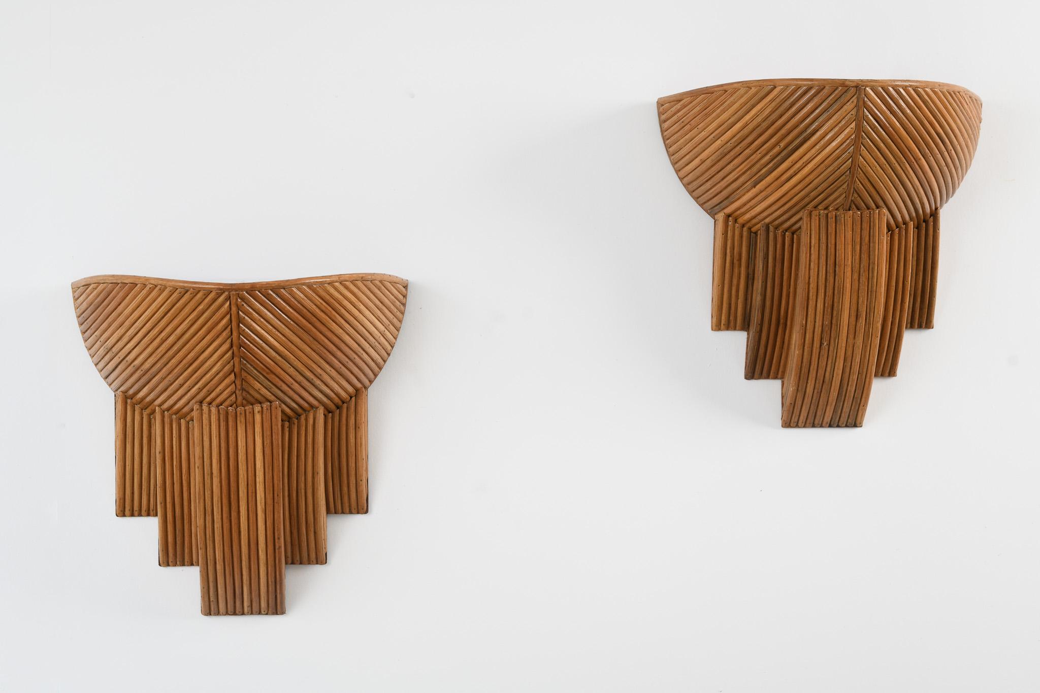 Pareja de apliques Barbra RattanModerno en venta 1