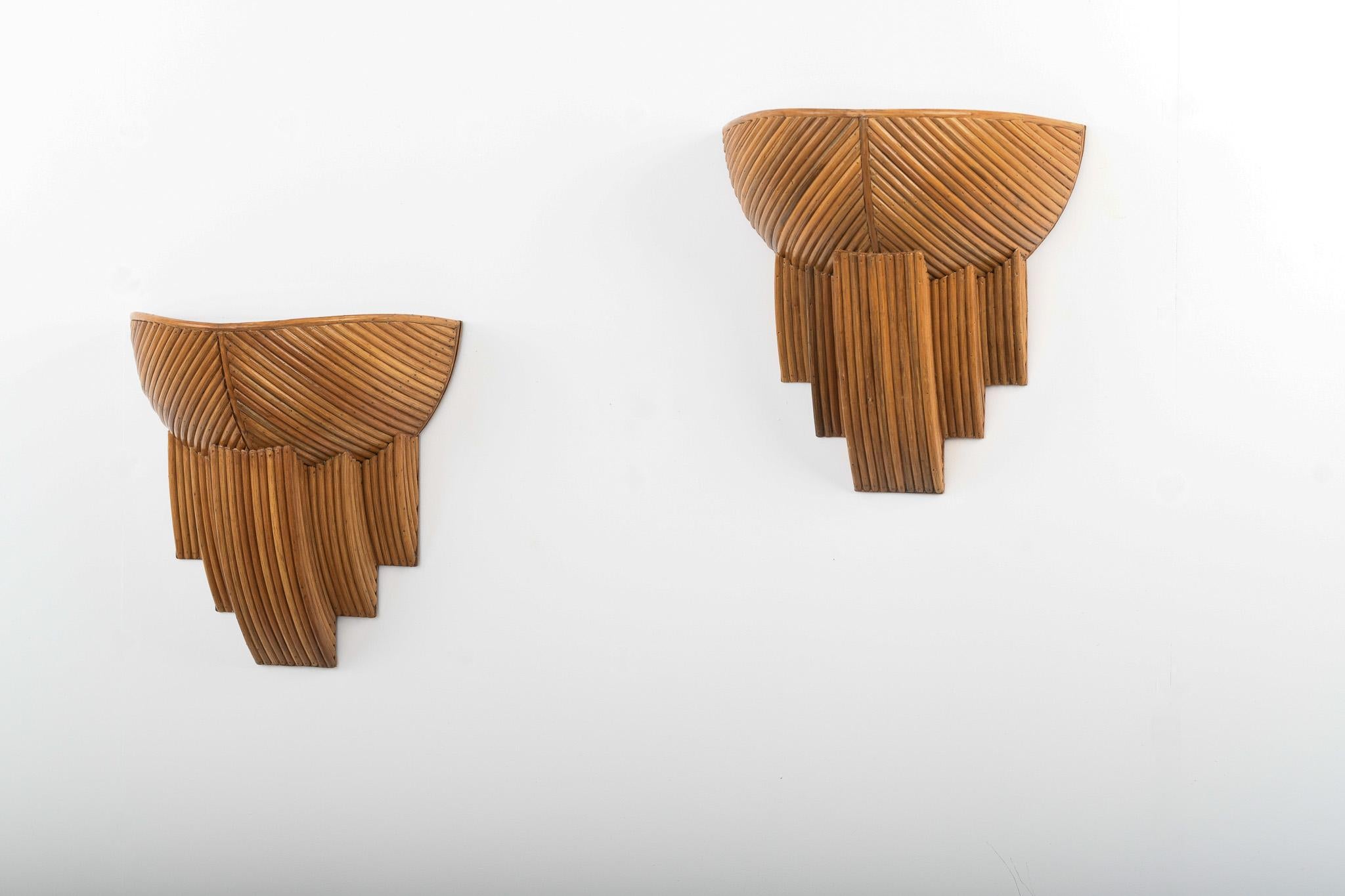 Pareja de apliques Barbra RattanModerno en venta 3