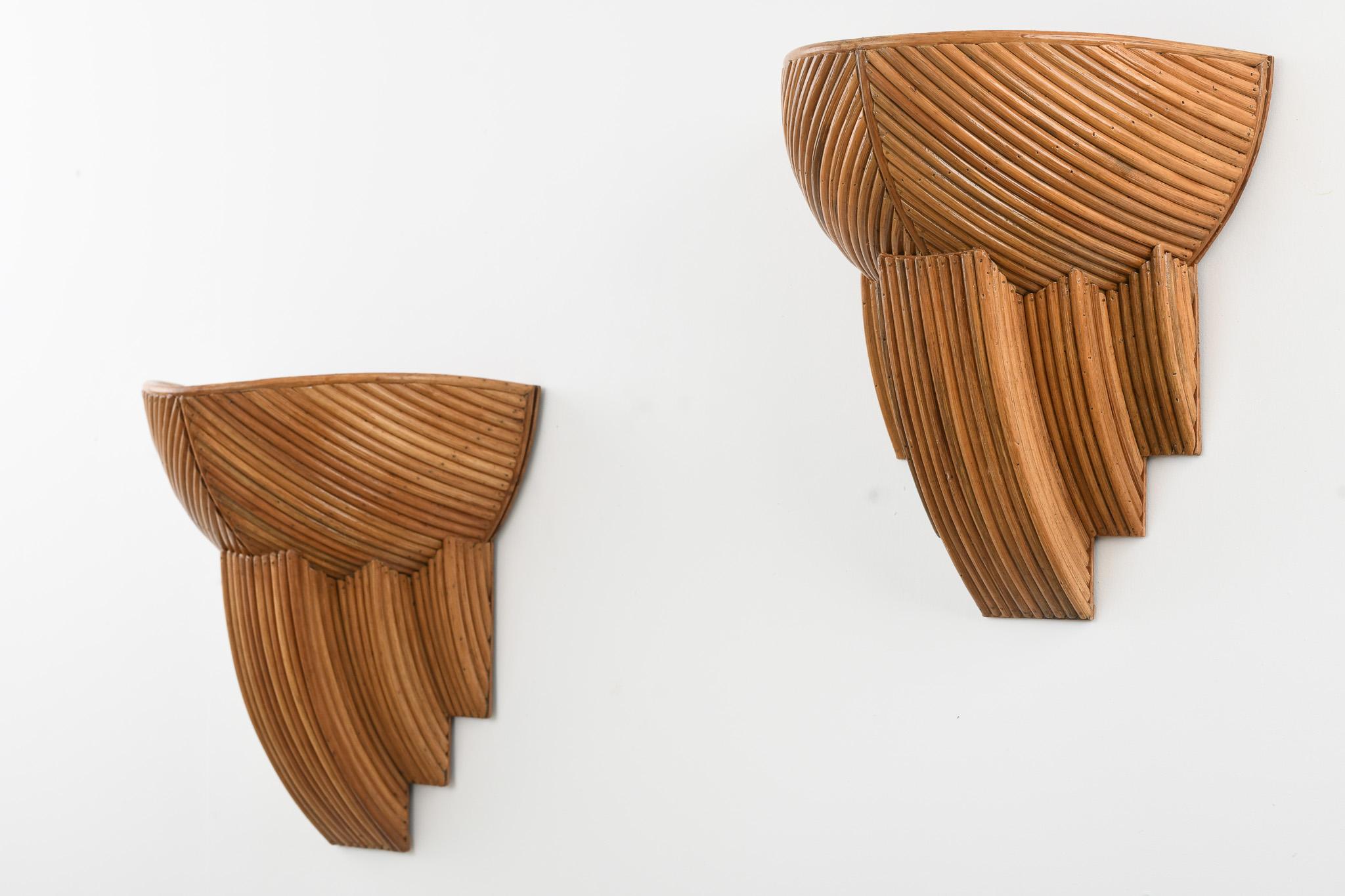 Pareja de apliques Barbra RattanModerno en venta 4