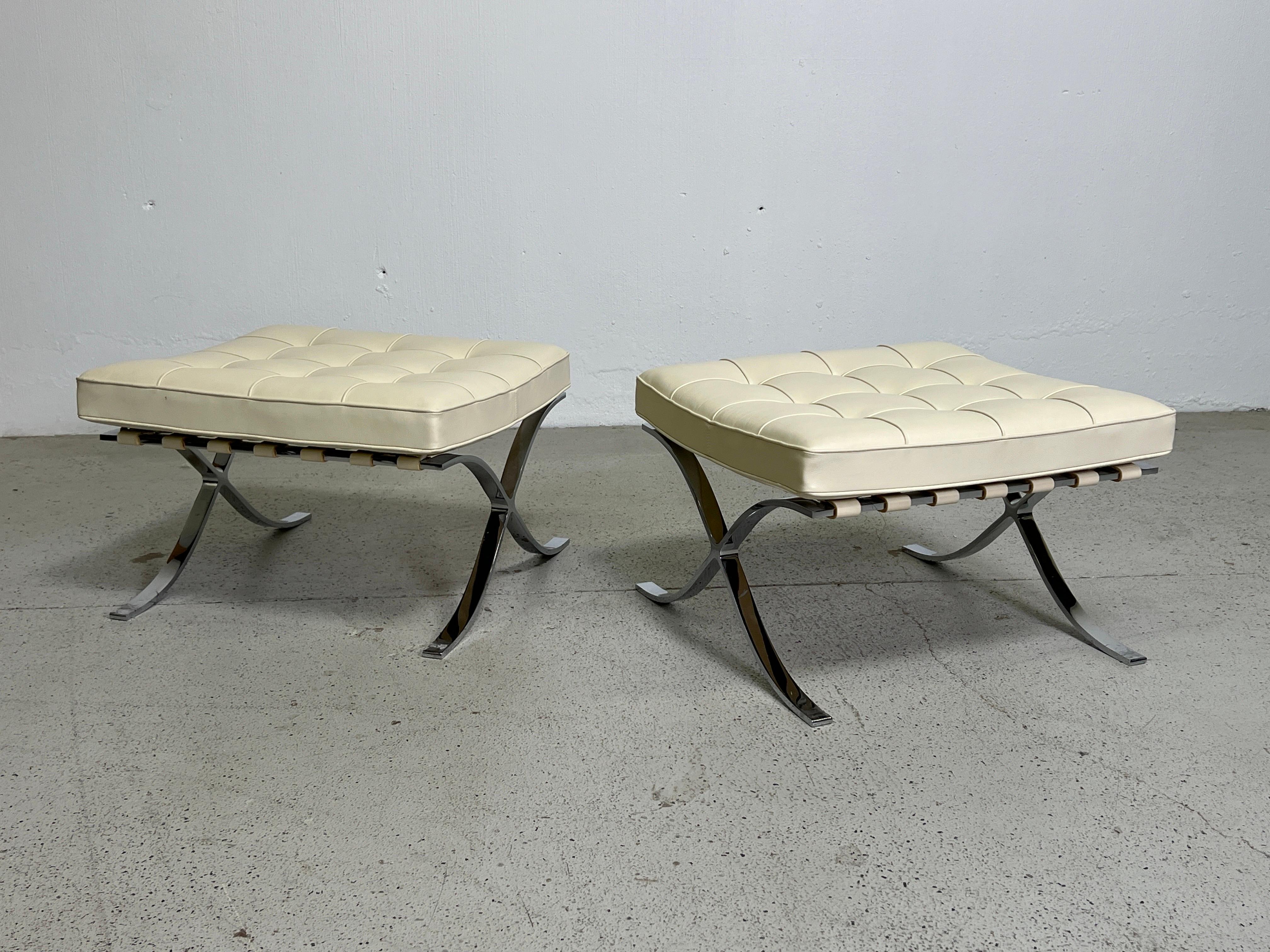 Pair of Barcelona Chairs and Ottomans by Mies van den Rohe for Knoll For Sale 12
