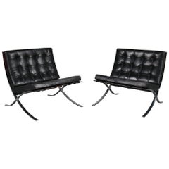 Pair of Barcelona Chairs by Mies Van Der Rohe for Knoll International, USA 1970