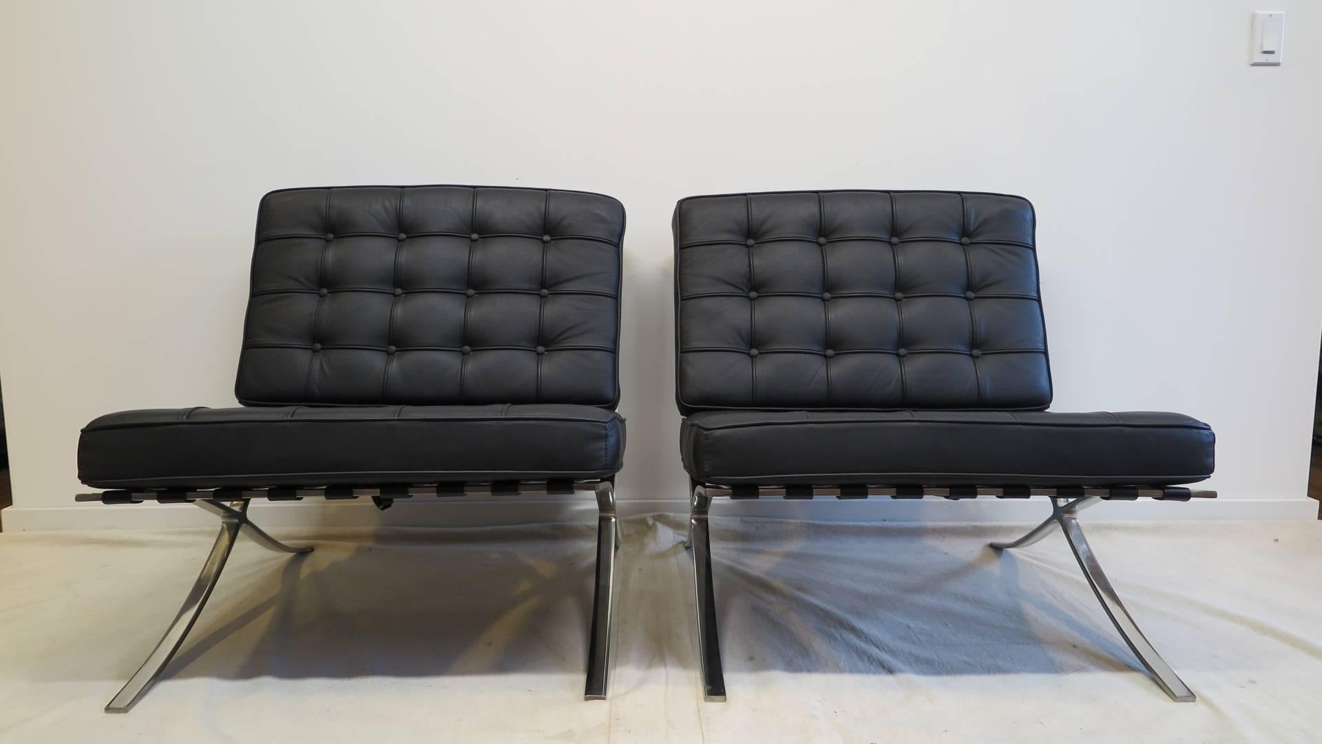 Pair of Barcelona Chairs In Excellent Condition In New York, NY