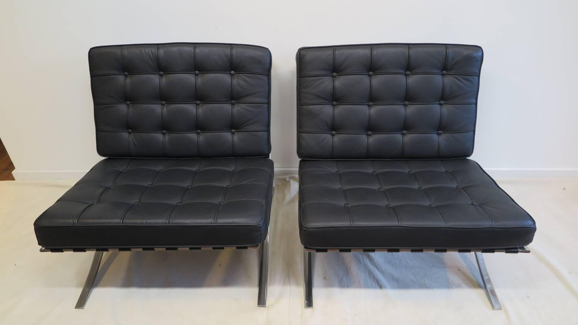 Contemporary Pair of Barcelona Chairs