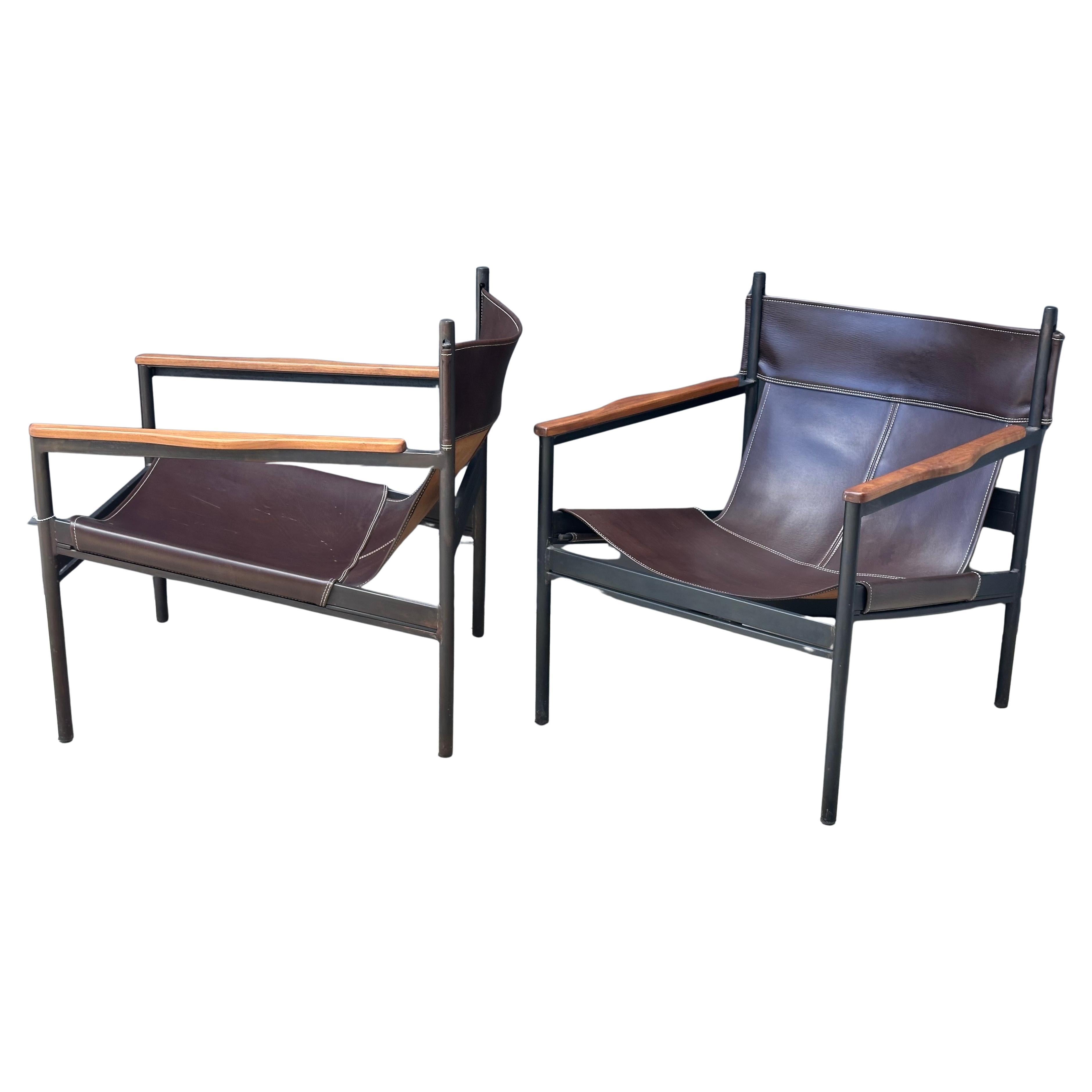 Pair of "Barcelona" Chairs in Leather by Cisco Brothers For Sale