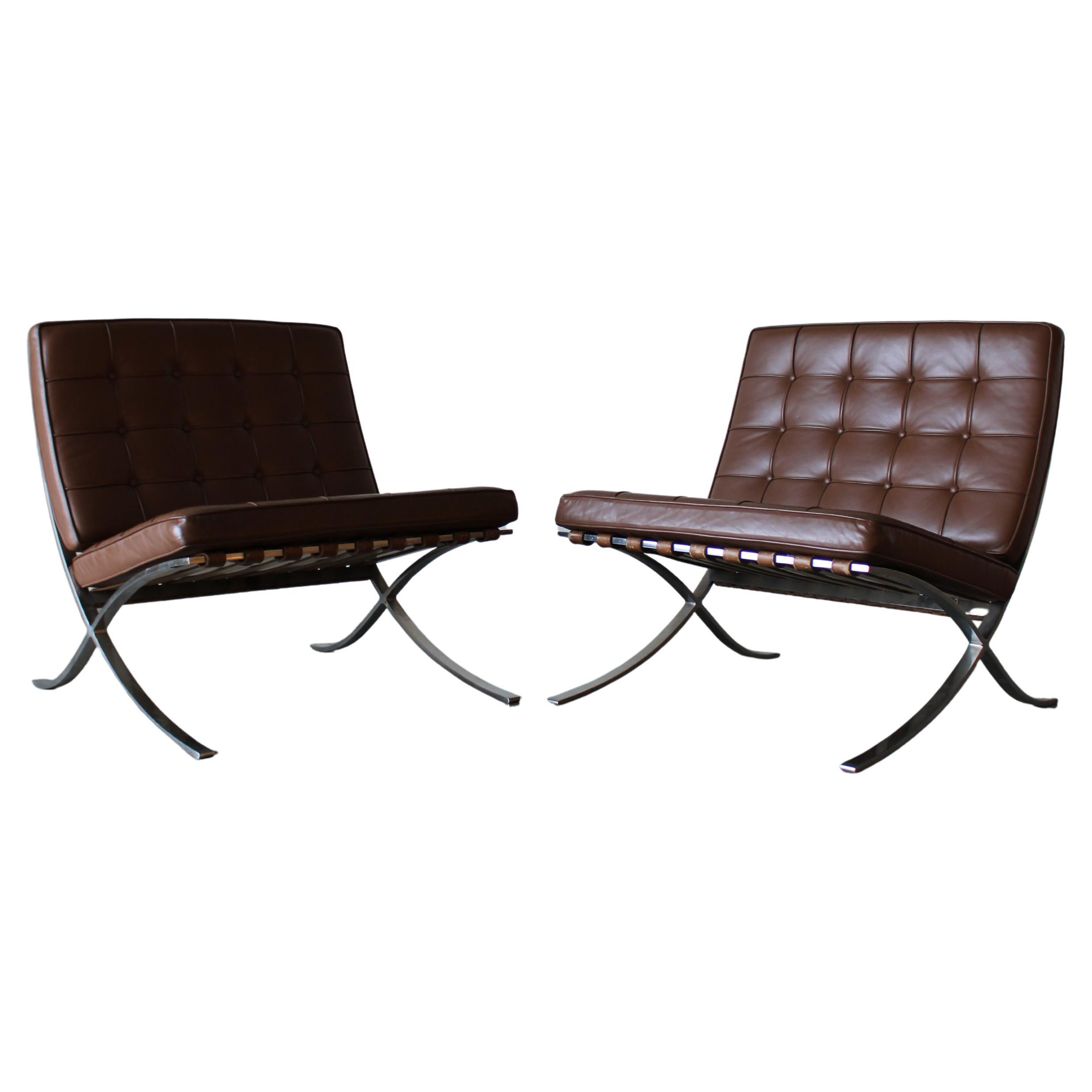 Pair of Barcelona Chairs, Model 250LS and Mies van der Rohe for Knoll For Sale