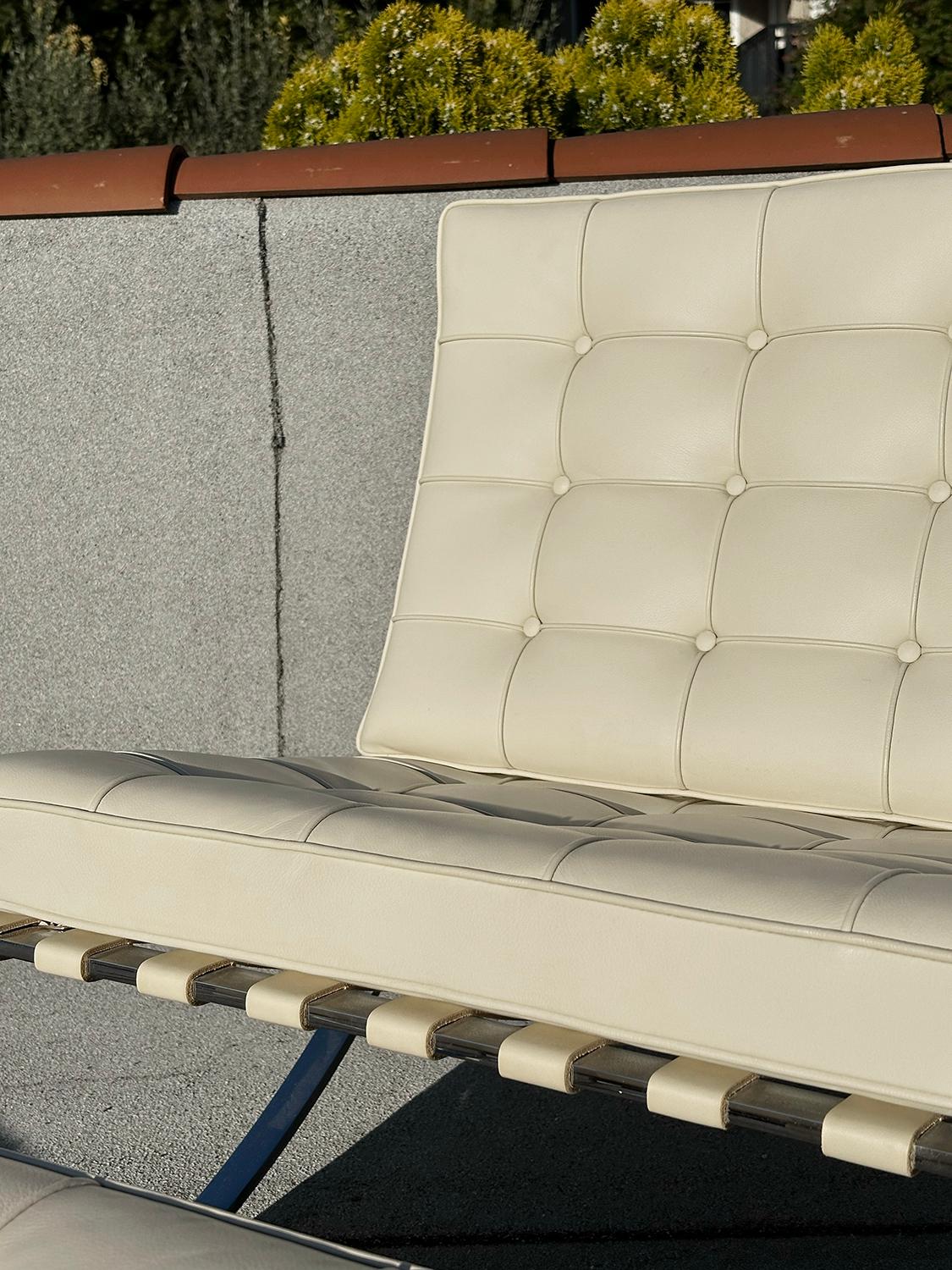 Pair of Barcelona Chairs with Otttomans For Sale 1