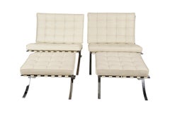 Pair of Barcelona Chairs with Otttomans