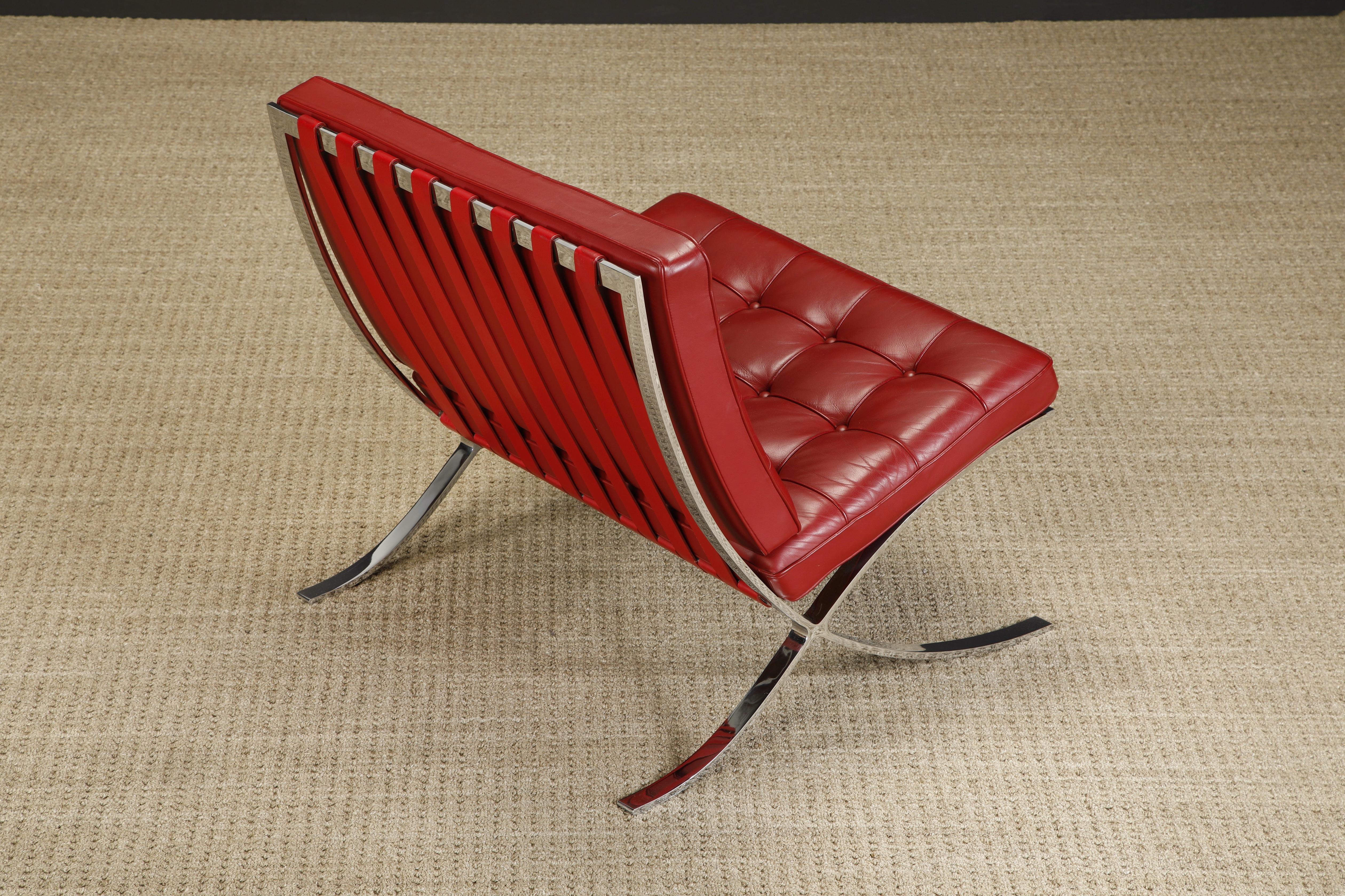 Pair of Barcelona Lounge Chairs by Mies van der Rohe for Knoll Studios, Signed 3