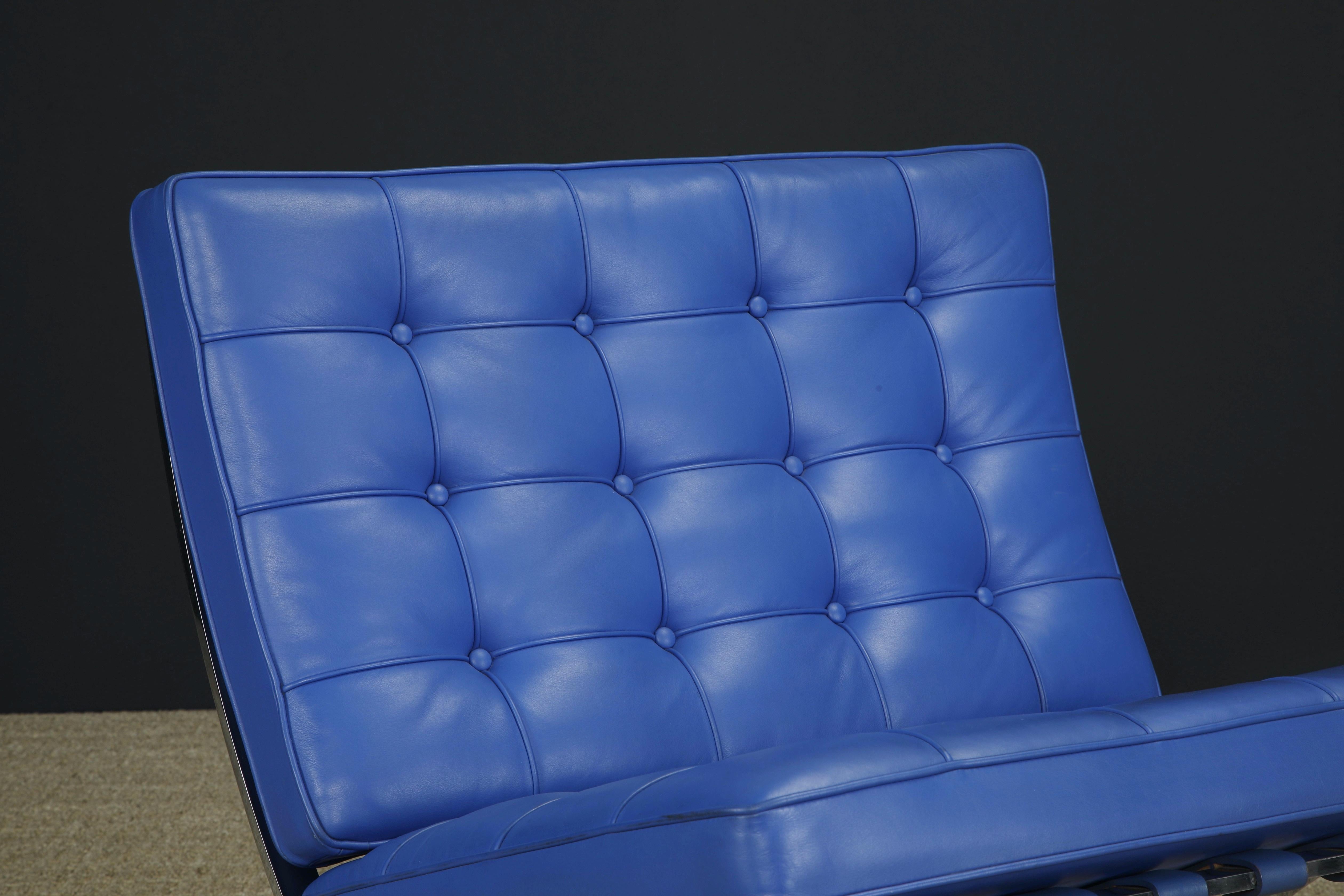 Pair of Barcelona Lounge Chairs by Mies van der Rohe for Knoll Studios, Signed 3