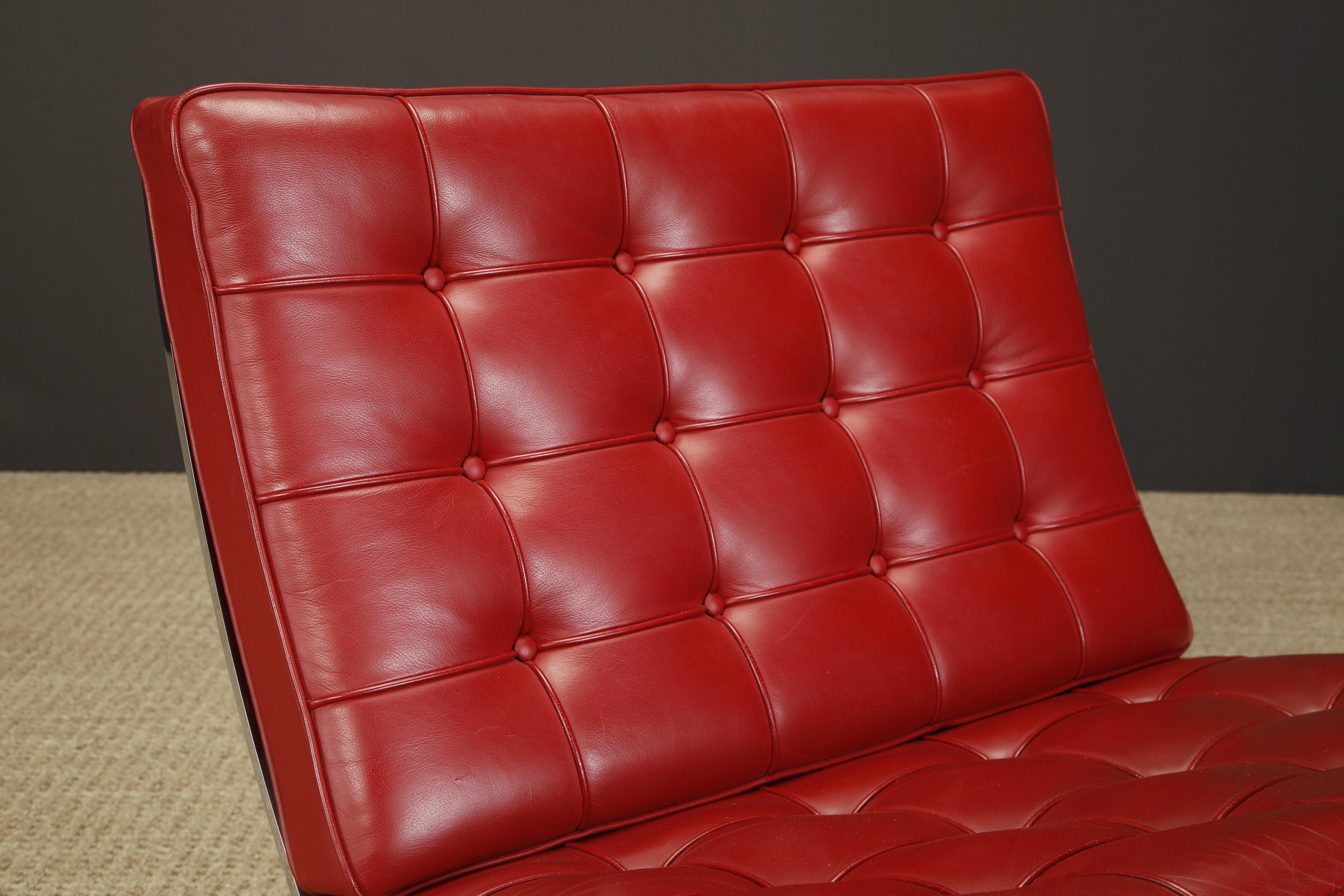 Pair of Barcelona Lounge Chairs by Mies van der Rohe for Knoll Studios, Signed 4