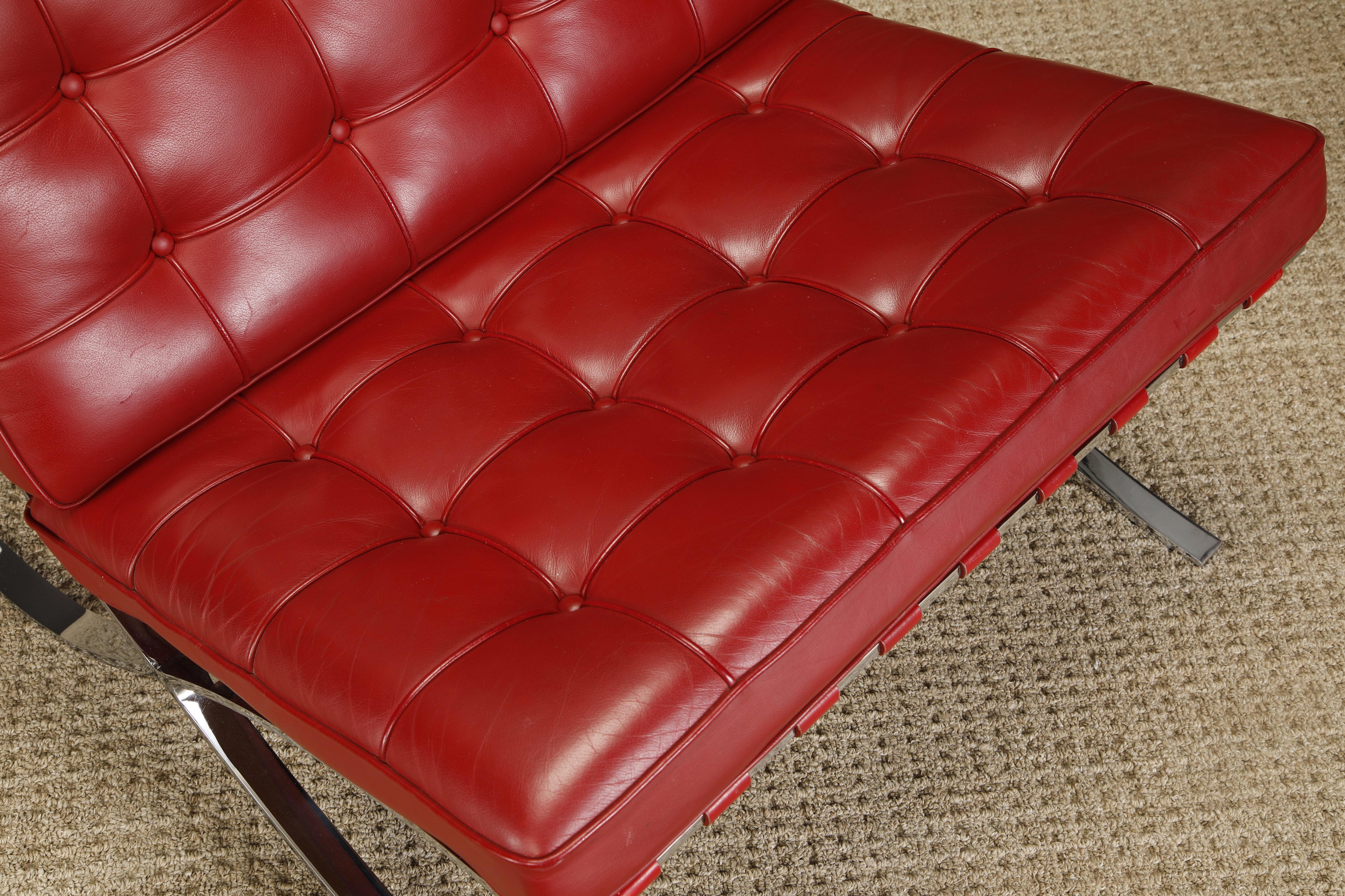 Pair of Barcelona Lounge Chairs by Mies van der Rohe for Knoll Studios, Signed 5