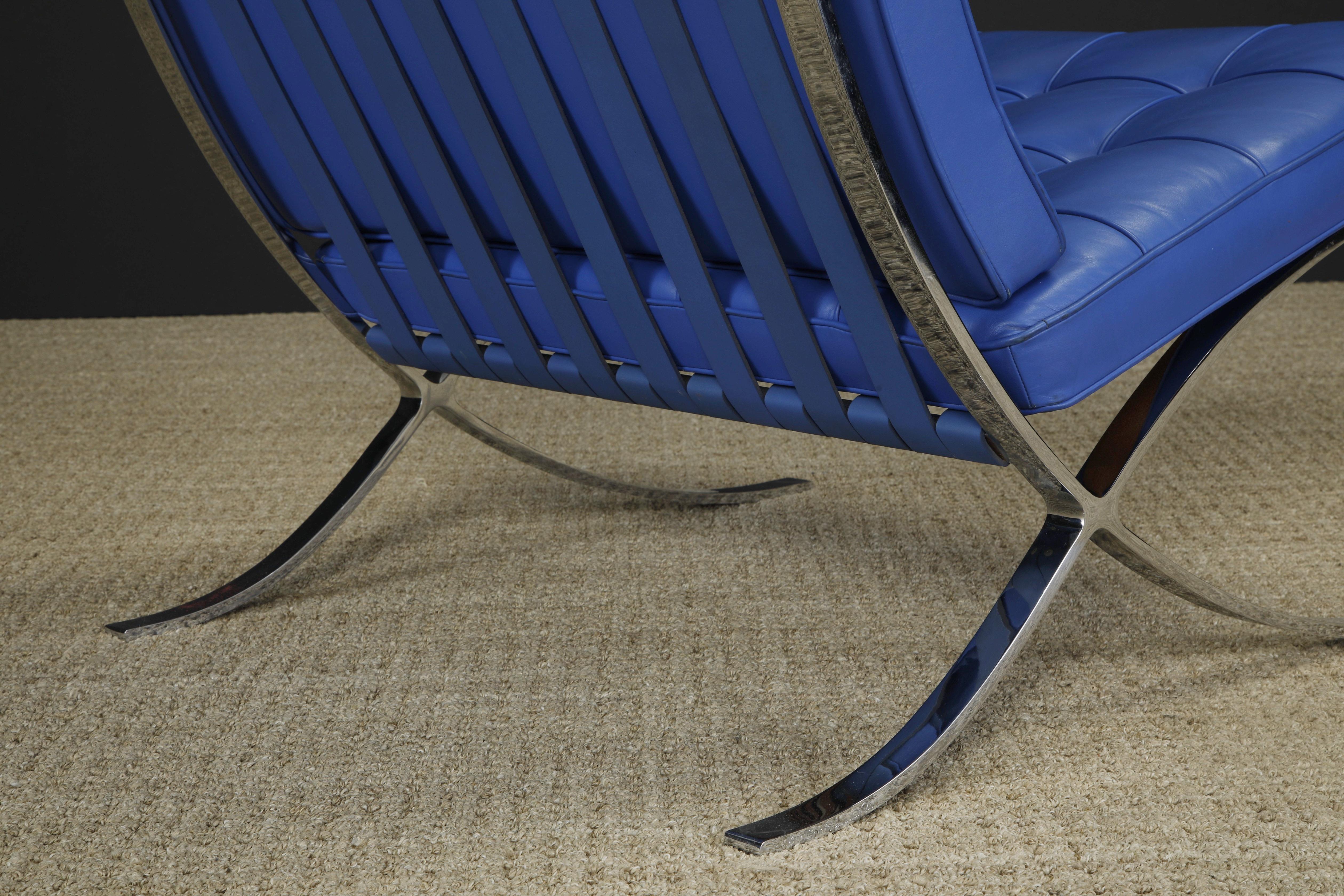 Pair of Barcelona Lounge Chairs by Mies van der Rohe for Knoll Studios, Signed 8
