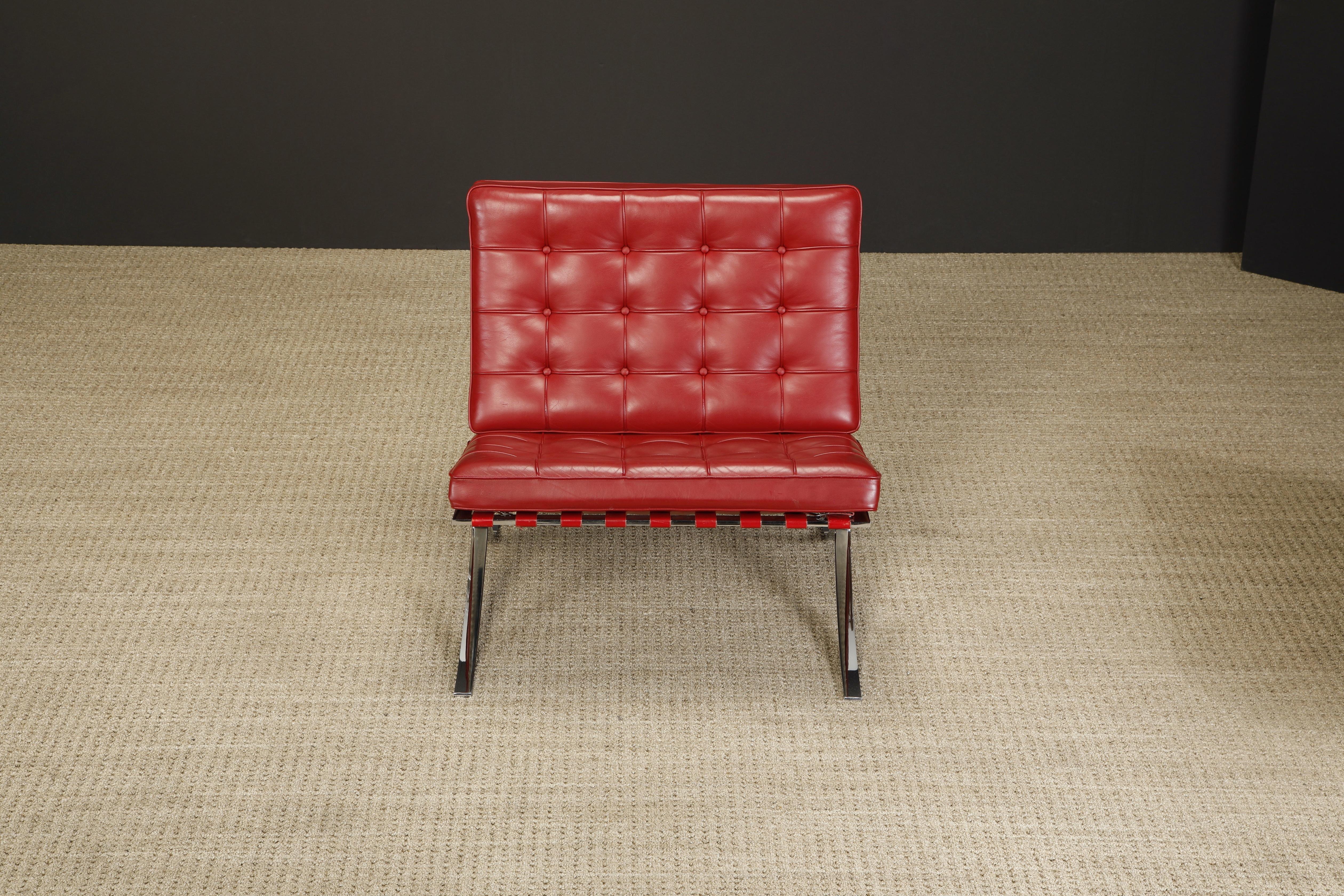 Pair of Barcelona Lounge Chairs by Mies van der Rohe for Knoll Studios, Signed In Good Condition In Los Angeles, CA