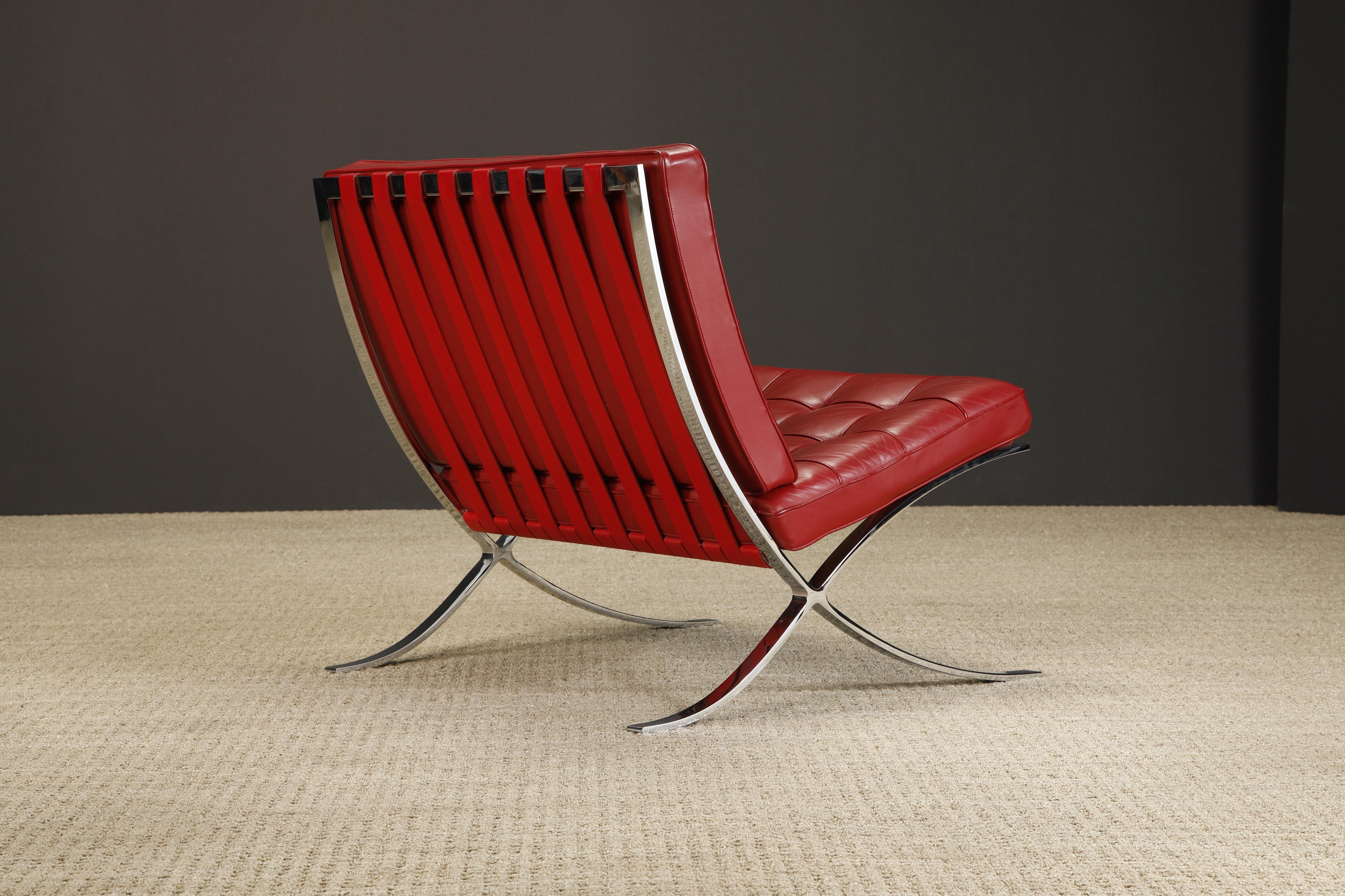 Pair of Barcelona Lounge Chairs by Mies van der Rohe for Knoll Studios, Signed 2