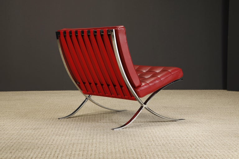 Pair of Barcelona Lounge Chairs by Mies van der Rohe for Knoll Studios, Signed For Sale 2