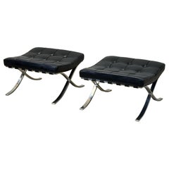 Pair of Barcelona Stools by Mies Van Der Rohe for Knoll