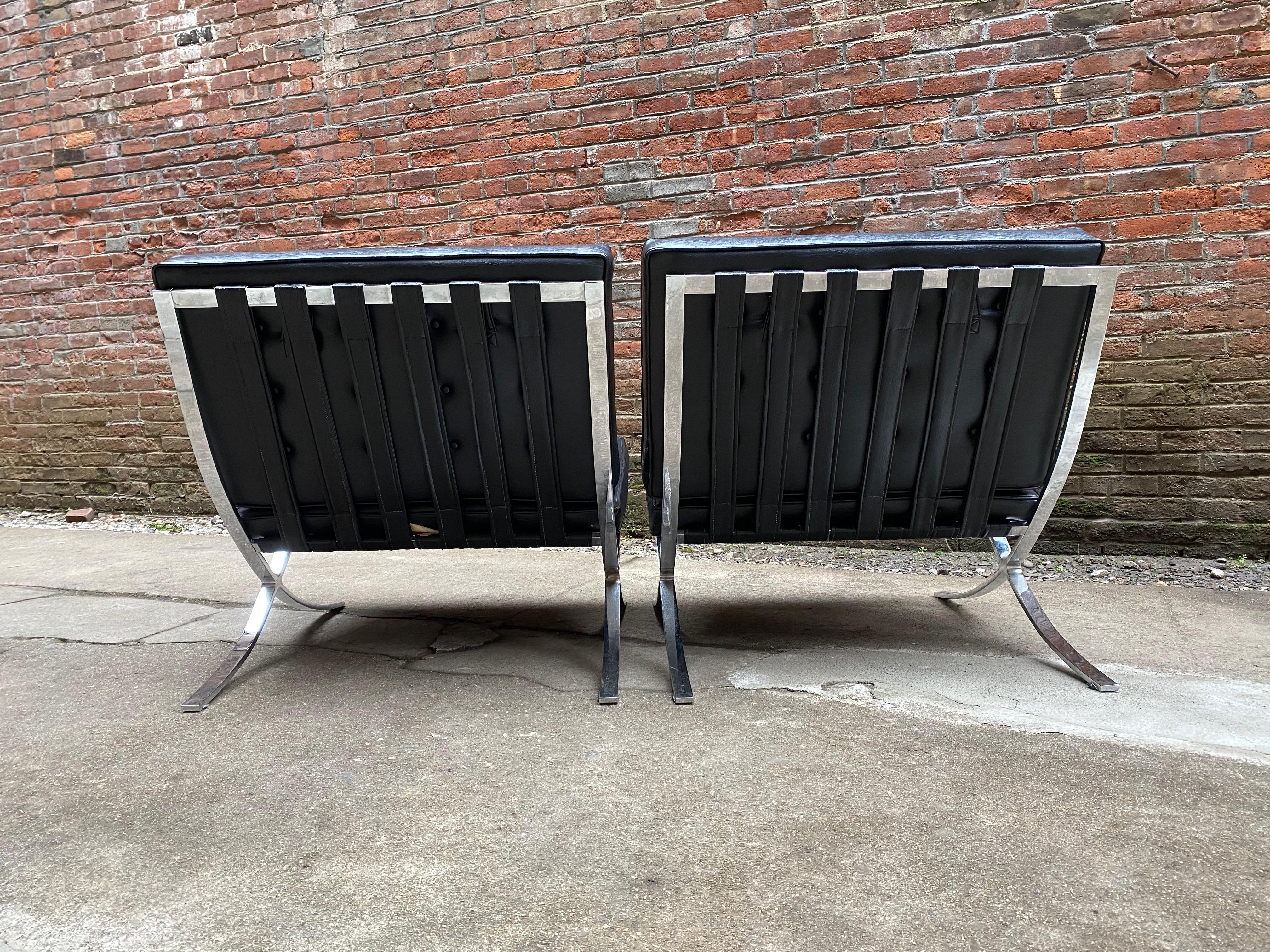 Steel Pair of Barcelona Style Chairs for Chris Boyce California