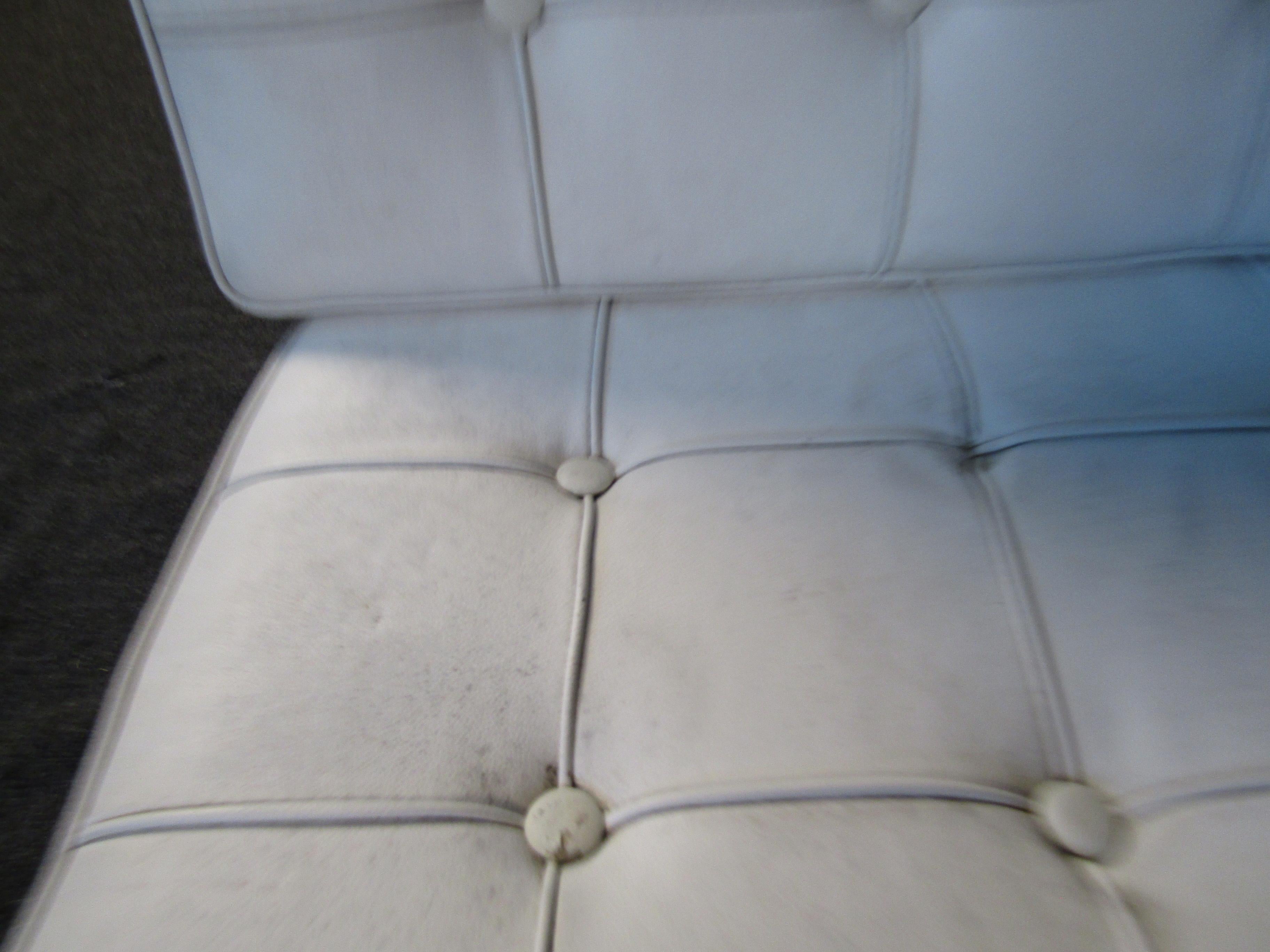 Upholstery Pair of Barcelona Style Lounge Chairs For Sale