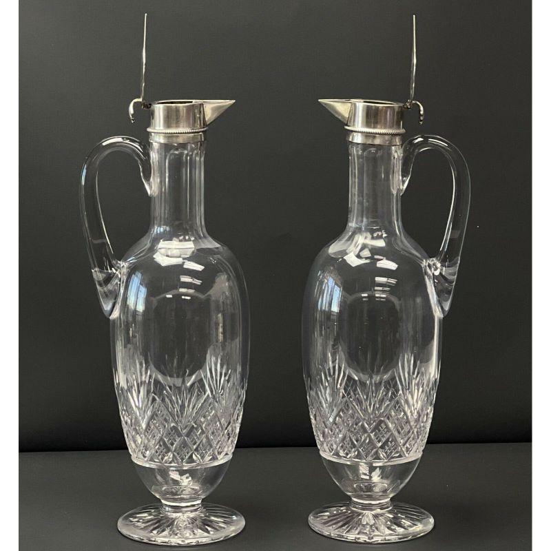 Pair of Barend Enzering Dutch Silver Mounted Cut Glass Pitchers, circa 1825 In Fair Condition For Sale In Gardena, CA