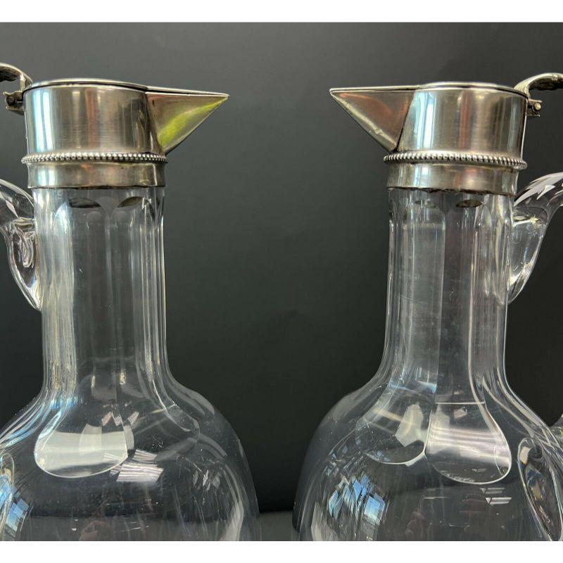 Pair of Barend Enzering Dutch Silver Mounted Cut Glass Pitchers, circa 1825 For Sale 2