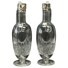 Pair of Barend Enzering Dutch Silver Mounted Cut Glass Pitchers, circa 1825