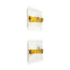Pair of Bark Murano Glass Appliques by Toni Zuccheri for Venini, 1970s