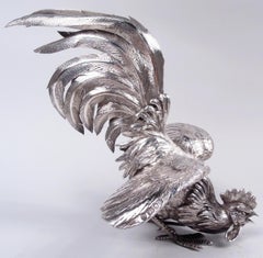 Pareja de gallinas de fantasía Barnard Barnyard de plata de ley, 1965