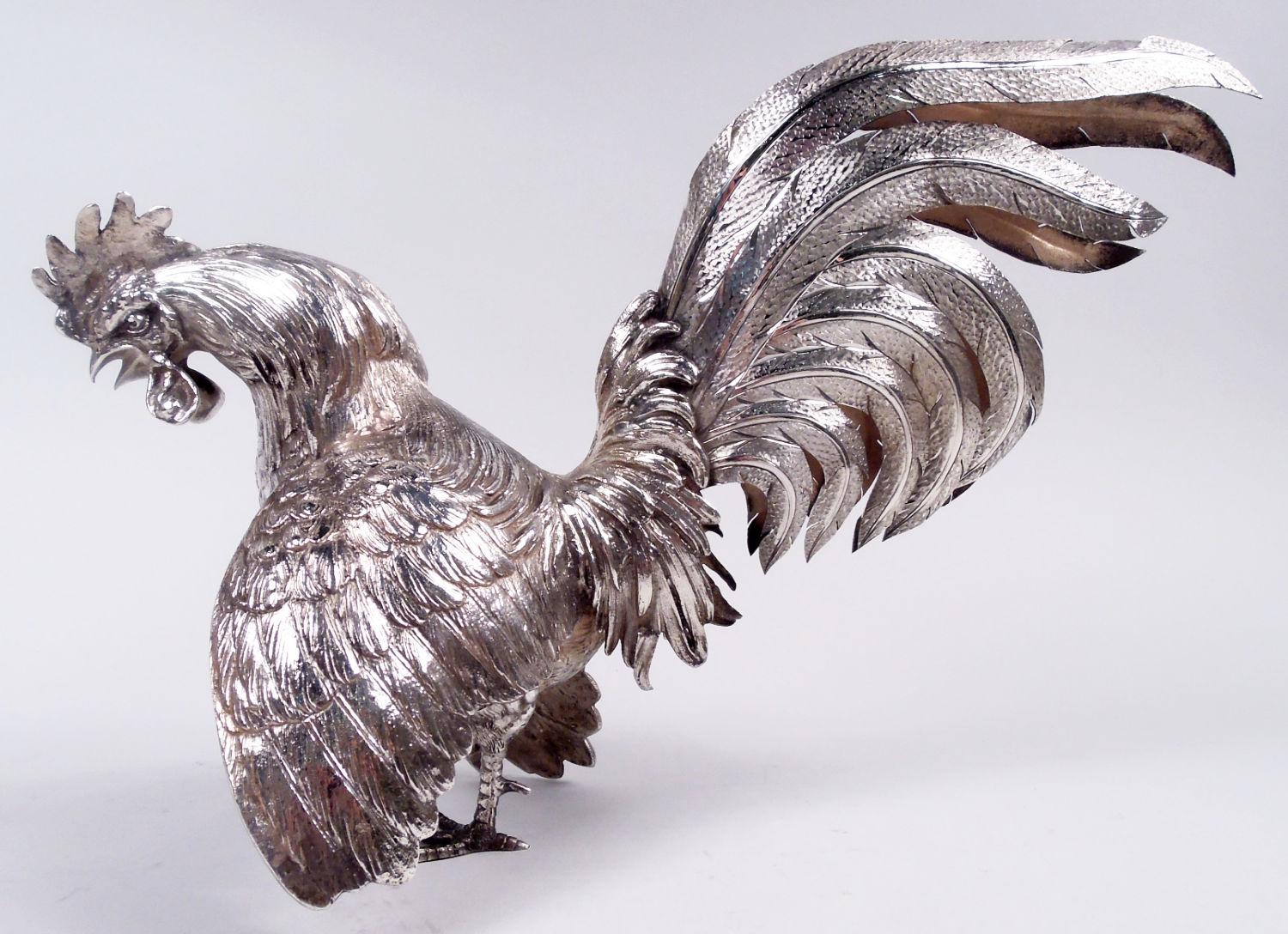 Pareja de gallinas de fantasía Barnard Barnyard de plata de ley, 1965 en Bueno estado para la venta en New York, NY
