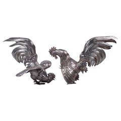 Pair of Barnard Barnyard Sterling Silver Fancy Fowl, 1965