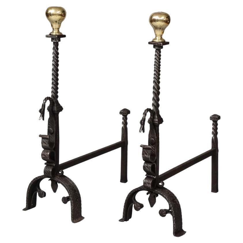 Pair of Baroque Andirons