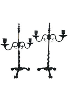 Pair of Baroque Bronze Candlesticks - 19th - Gothic & Renaissance style