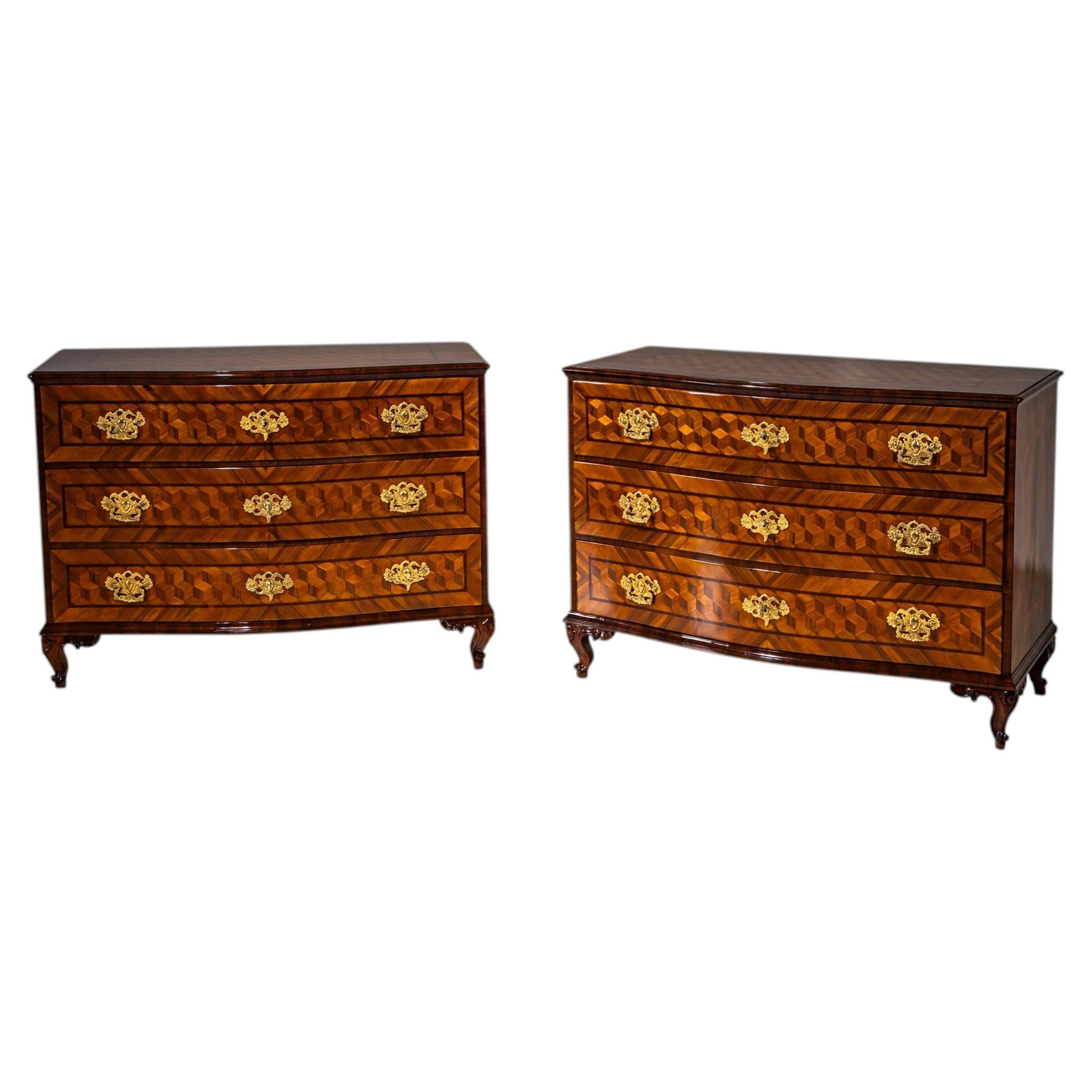 Pair of Baroque Chests of Drawers, 18th Century For Sale
