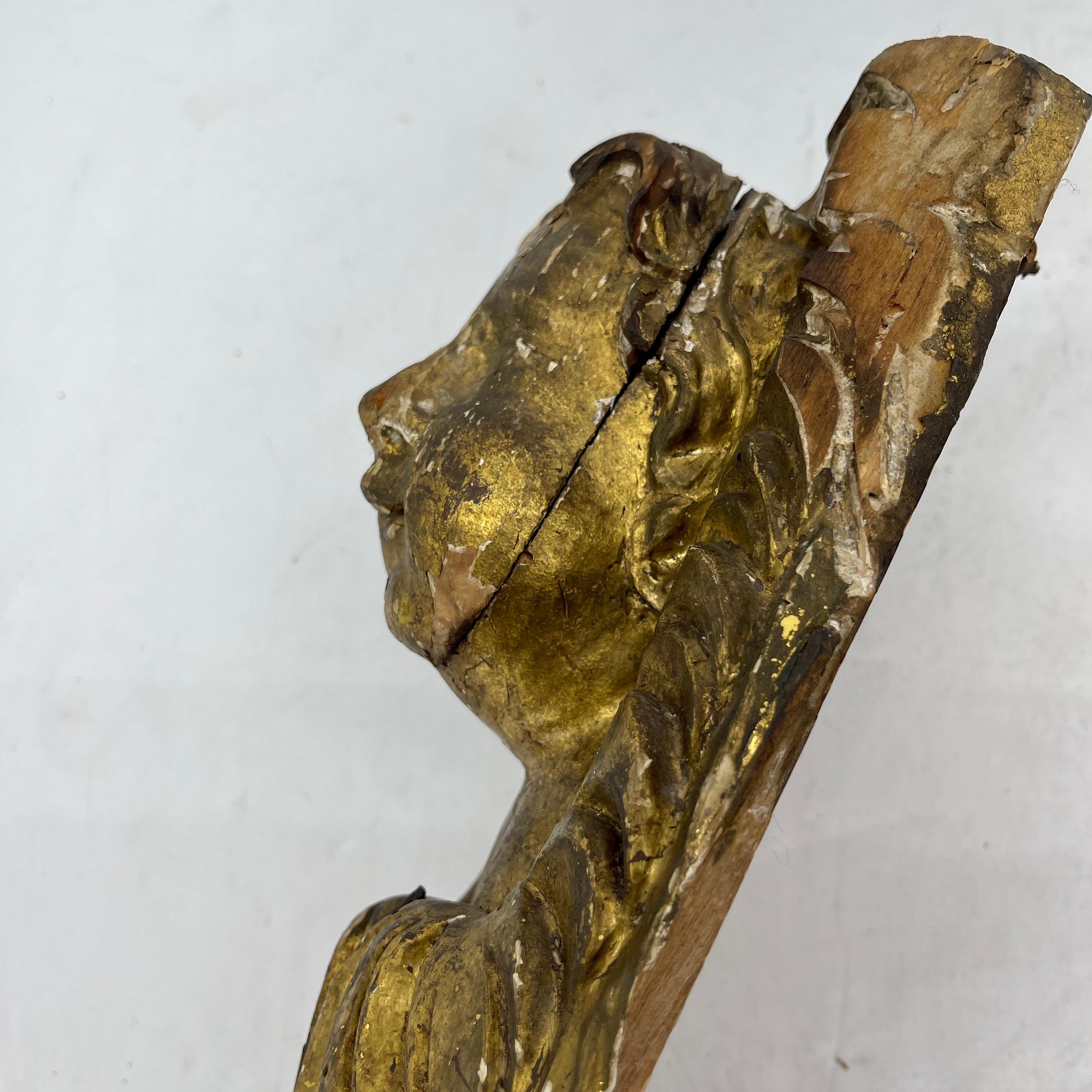 Paire de Chérubins Putti en bois baroque doré - Sculptures murales architecturales en vente 8