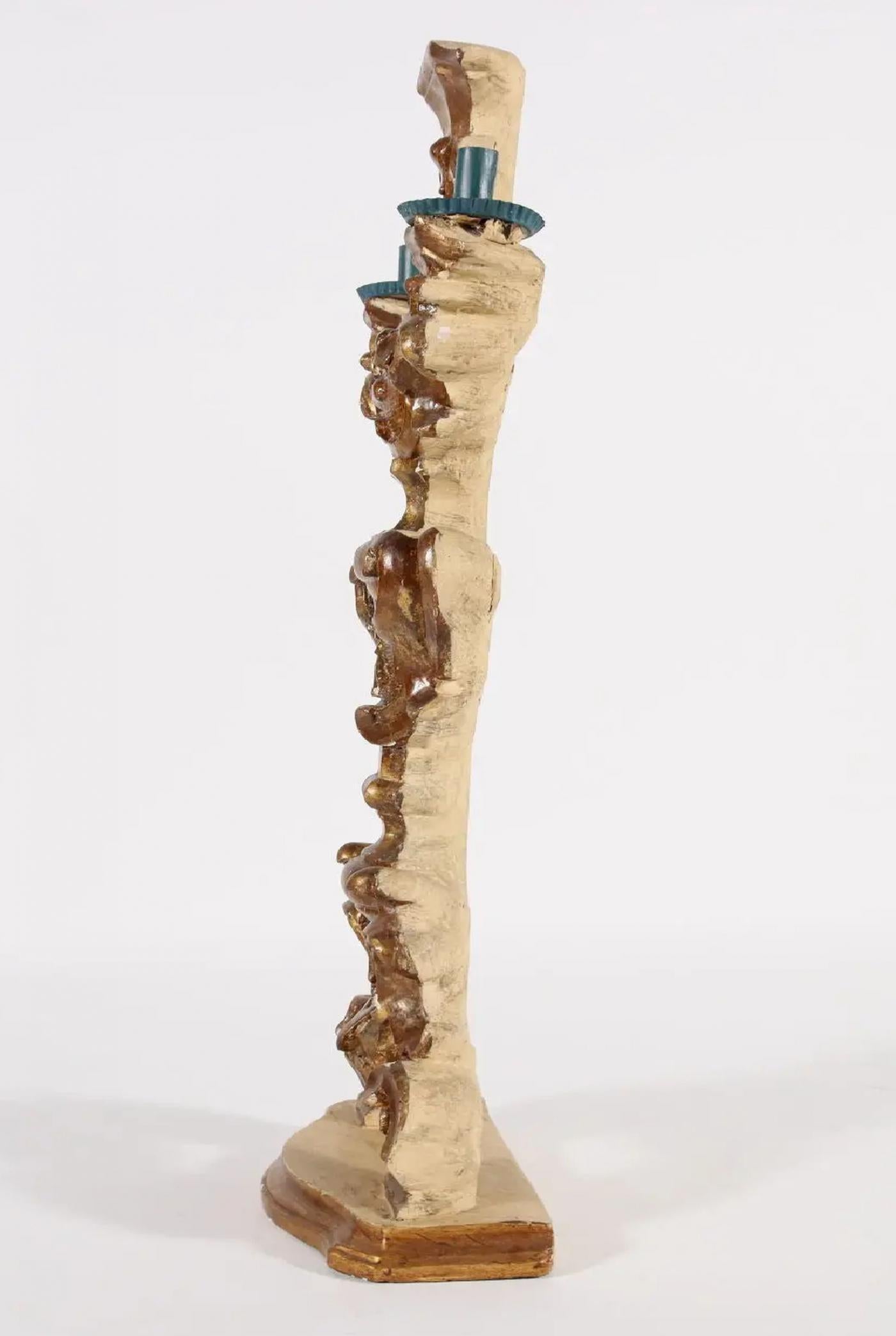 Coppia di candelabri barocchi in legno dorato con schienale piatto - CIRCA 1700 in vendita 1