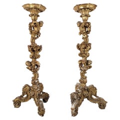 Pair of Baroque Italian Carved Giltwood Torcheres