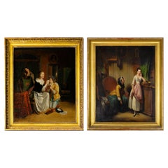 Pareja De Cuadros Barrocos, (Augustin Franquelin), (Emile Destouches)